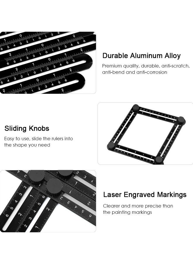 6-Sided Universal Ruler & Contour Gauge Duplicator Tool Black/Red - Image 4