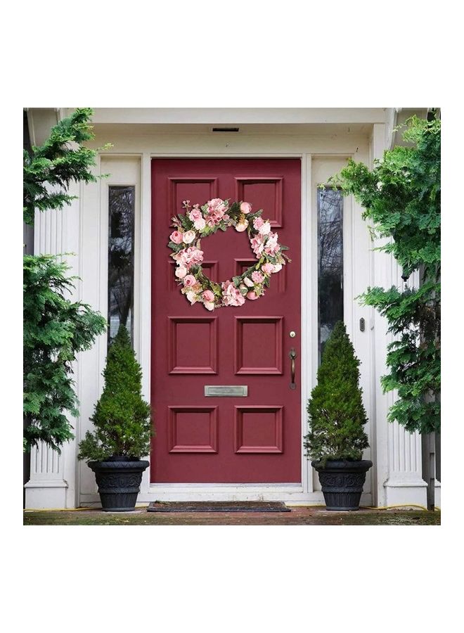 XiuWoo Fake Silk Roses Camellia Summer Artificial Flower Farmhouse Simulation Plant Pink/Green - Image 2