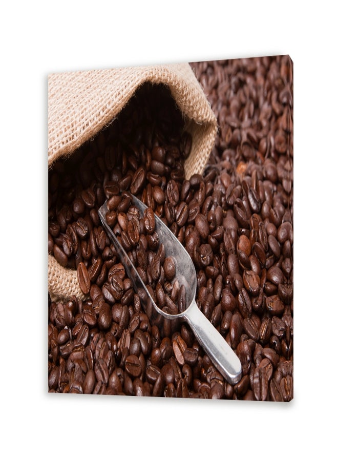 لوحة فنية من القماش بتصميم القهوة بني/فضي M - Image 1