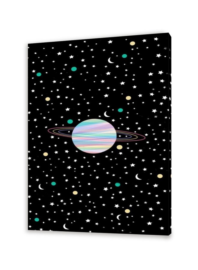 لوحة فنية من القماش الكتاني لديكور الحائط بعنوان الفضاء أسود/أزرق/ وردي S - Image 1