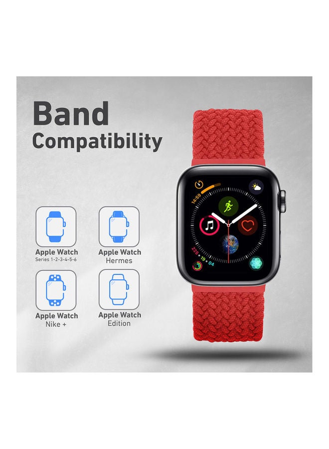 PROMATE - Solo Loop Nylon Braided Strap for Apple Watch 38mm/40mm, Soft Stretchable Replacement Wristband with Secure Fit for Apple Watch Series 1,2,3,4,5,6,SE, Size-Medium, Fusion-40M Red - Image 1