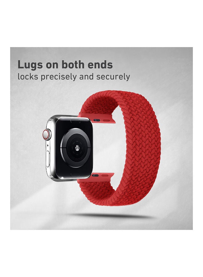 PROMATE - Solo Loop Nylon Braided Strap for Apple Watch 38mm/40mm, Soft Stretchable Replacement Wristband with Secure Fit for Apple Watch Series 1,2,3,4,5,6,SE, Size-Medium, Fusion-40M Red - Image 1