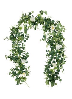 Artificial Eucalyptus Leaves Garland With Flowers Green/White - v1617976552/N46417975A_1