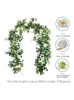 Artificial Eucalyptus Leaves Garland With Flowers Green/White - v1617976552/N46417975A_2