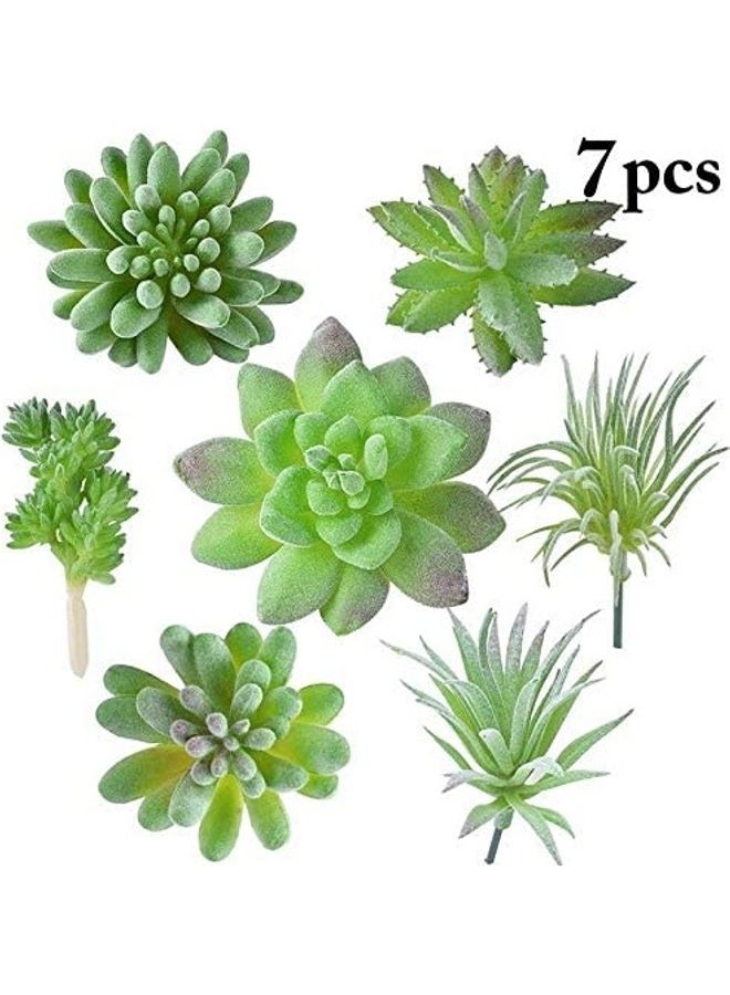 7-Piece Artificial Succulent Plant Green/White