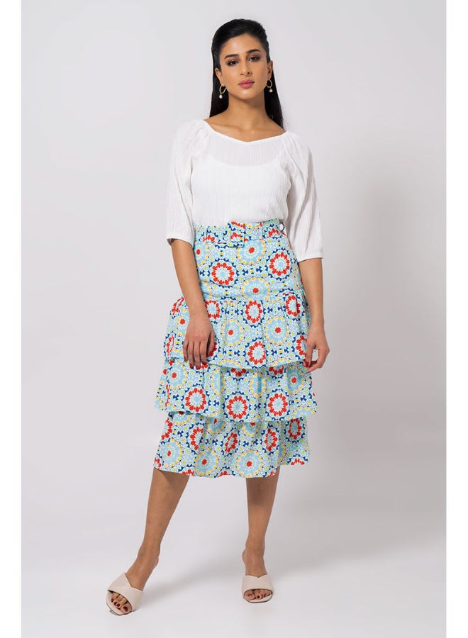 RINA Short Sleeve Sweetheart Neck Blouse White - Image 3
