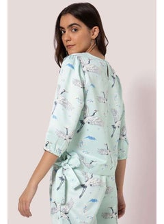 BlueAge All-Over Printed Long Sleeve Top Blue/Grey  - Image 3