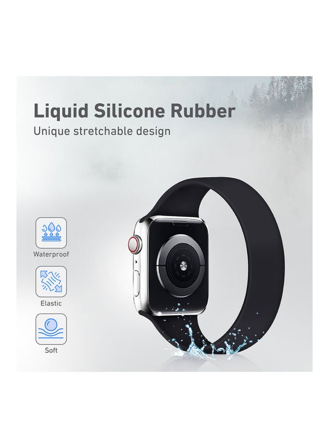PROMATE - Solo Loop Strap for Apple Watch 42mm/44mm, Durable Stretchy Silicone Loop Sport Wristband with Sweat-Proof Design for Apple Watch Series 1, 2, 3, 4, 5, 6, SE, Size-Small, Loop-44S Black - Image 1