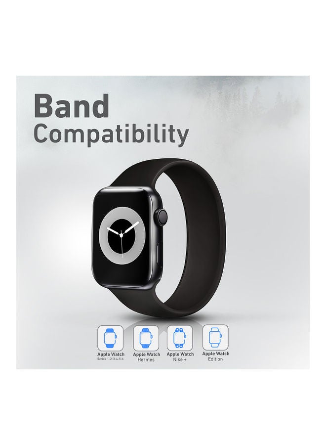 PROMATE - Solo Loop Strap for Apple Watch 42mm/44mm, Durable Stretchy Silicone Loop Sport Wristband with Sweat-Proof Design for Apple Watch Series 1, 2, 3, 4, 5, 6, SE, Size-Small, Loop-44S Black - Image 1