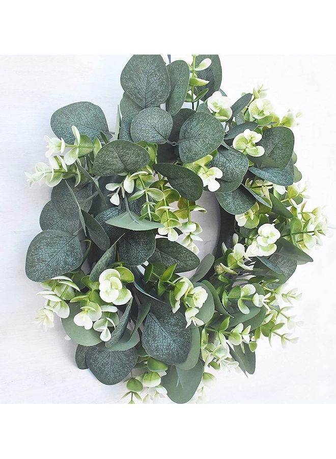 XiuWoo Artificial Plant Wreath With Flowers Green/White - Image 4