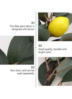 XiuWoo 2-Piece Artificial Lemon Plant Branches Green/Brown/Yellow  - Image 4