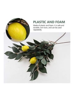 XiuWoo 2-Piece Artificial Lemon Plant Branches Green/Brown/Yellow  - Image 5
