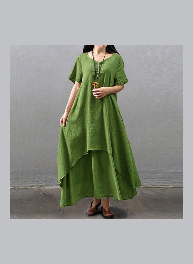 Casual Loose Boho Summer Long Dress Green - Image 2