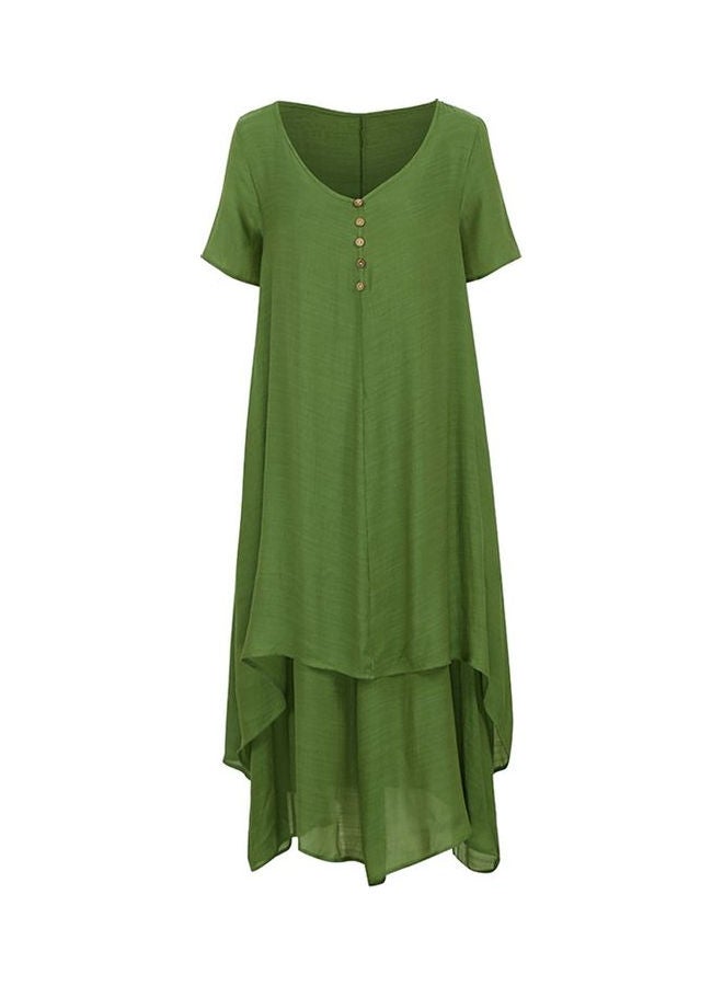Casual Loose Boho Summer Long Dress Green - Image 1