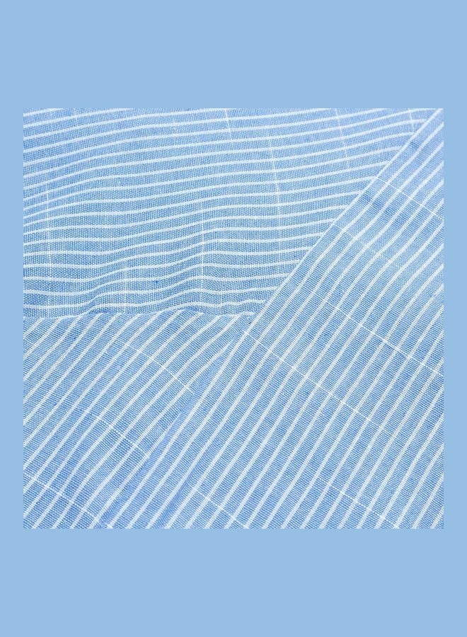 Striped Retro Print Sleeveless Dress Blue - Image 2