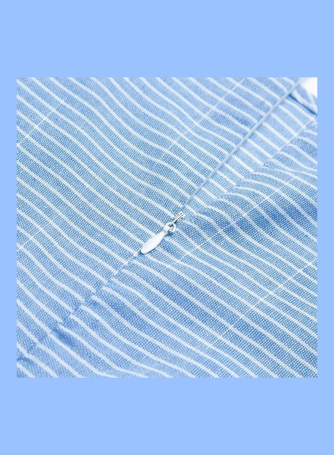 Striped Retro Print Sleeveless Dress Blue - Image 3