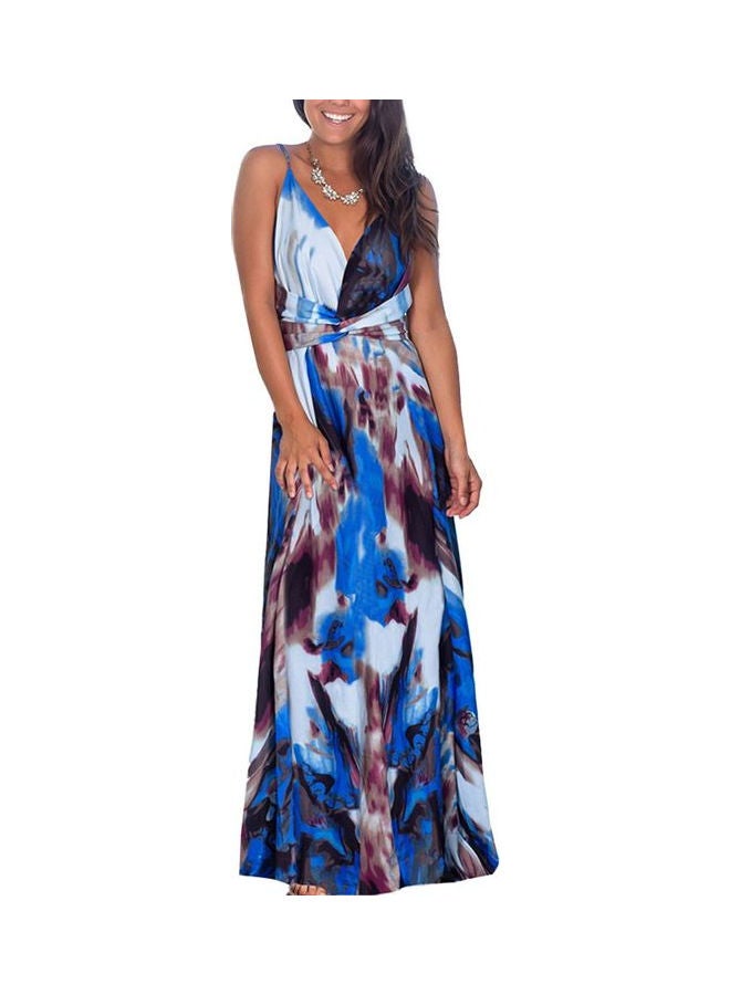 Spaghetti Strap V-Neck Backless Ruffle Hem Beach Dress Multicolour - Image 4