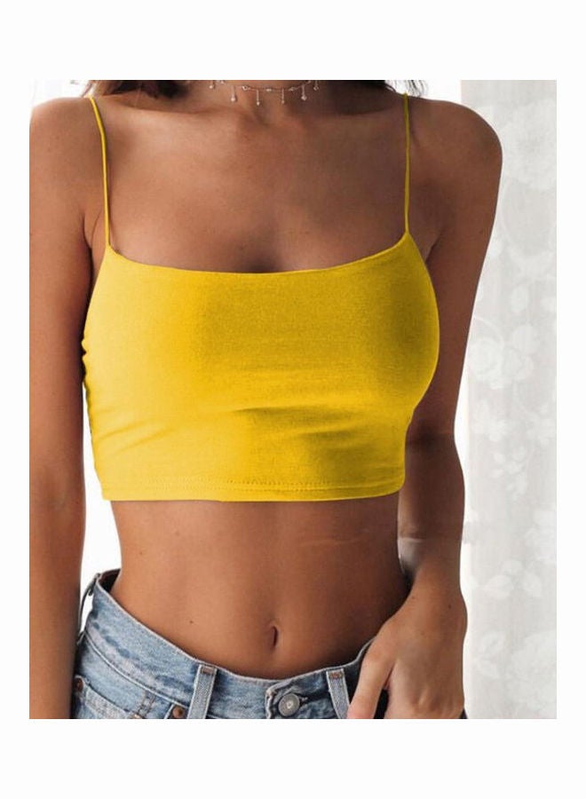 Spaghetti Strap Backless Cami Yellow