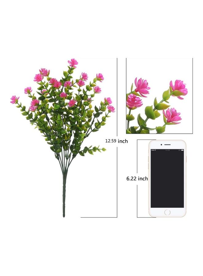 XiuWoo Pack Of 10 Artificial Outdoor Plant Green/Pink - Image 4