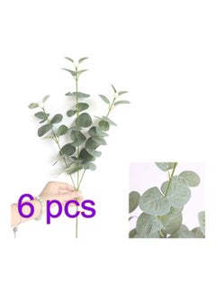 XiuWoo 6-Piece Artificial Eucalyptus Leave Bundles Green  - Image 3