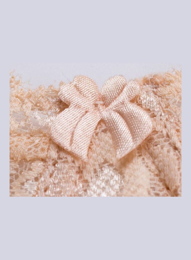 Lace Gauze Push Up Breathable Ultra-Thin Bra And Brief Set Beige  - Image 4