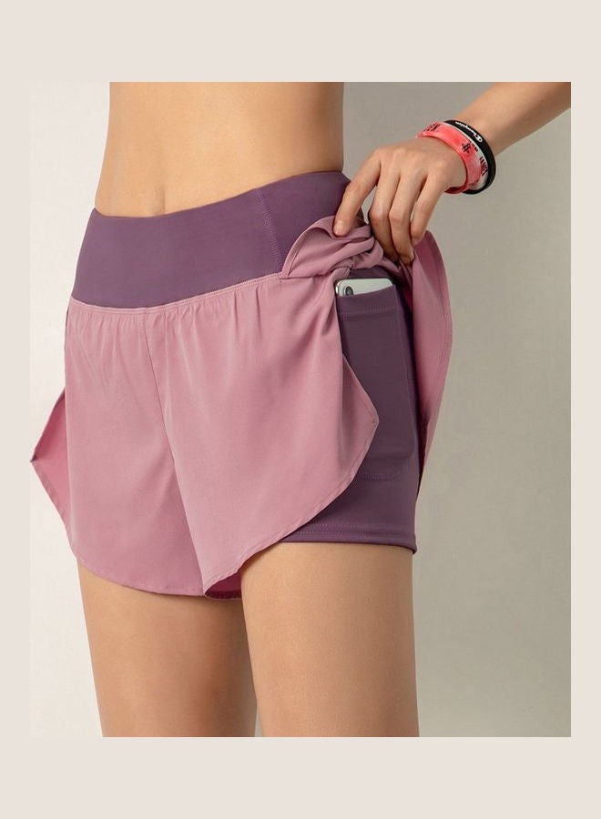 2-In-1 Pocket Wide Compression Liner Shorts Pink  - Image 4