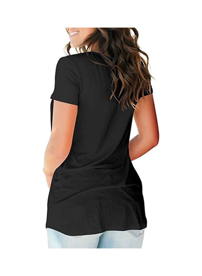 Fashionable V-Neck T-Shirt Black  - Image 2