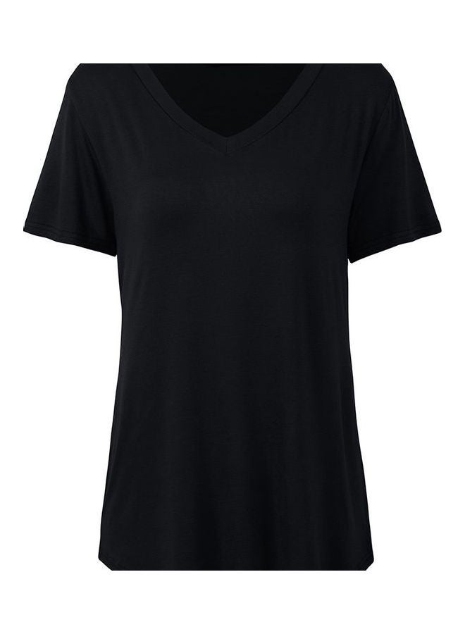 Fashionable V-Neck T-Shirt Black  - Image 1