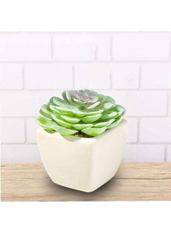 شو وو نبات عصاري اصطناعي في أصيص أخضر/أبيض  - Image 3