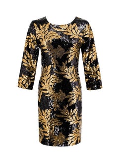 Generic Sequin Detail Bodycon Dress Gold/Black  - Image 2