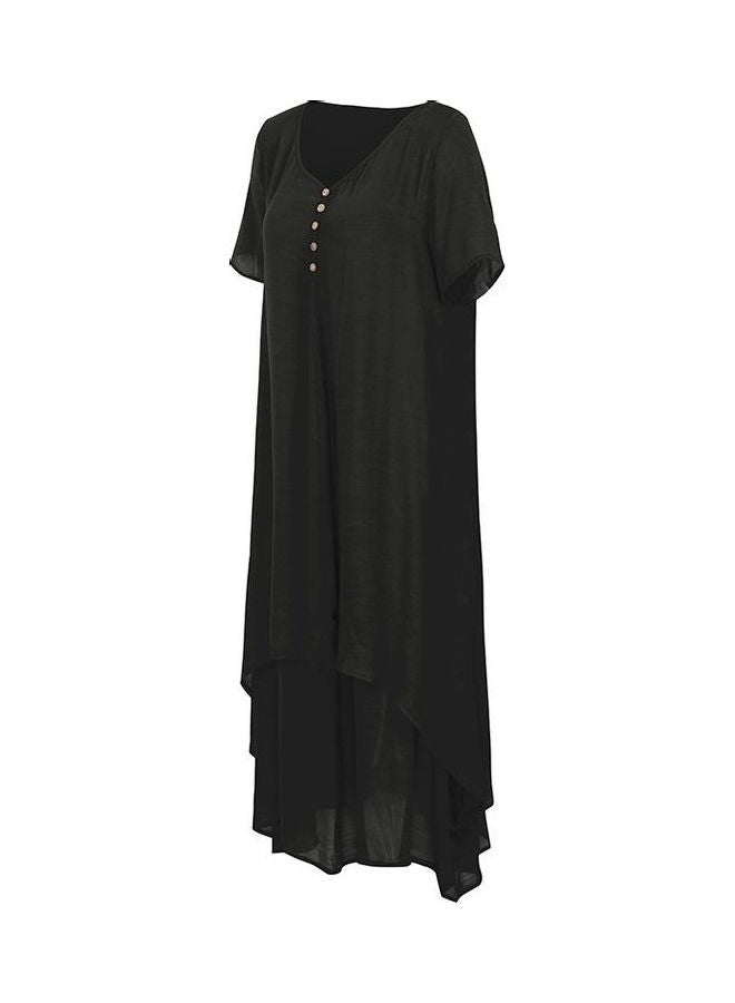 Casual Loose Boho Summer Long Dress Black  - Image 1