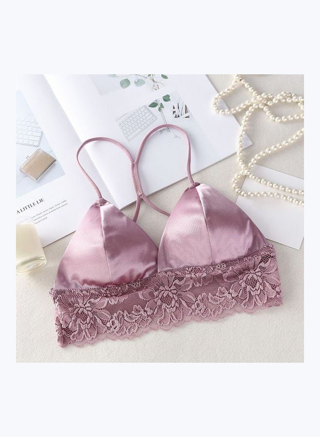 Push Up Padded Lace Bralette Pink  - Image 1