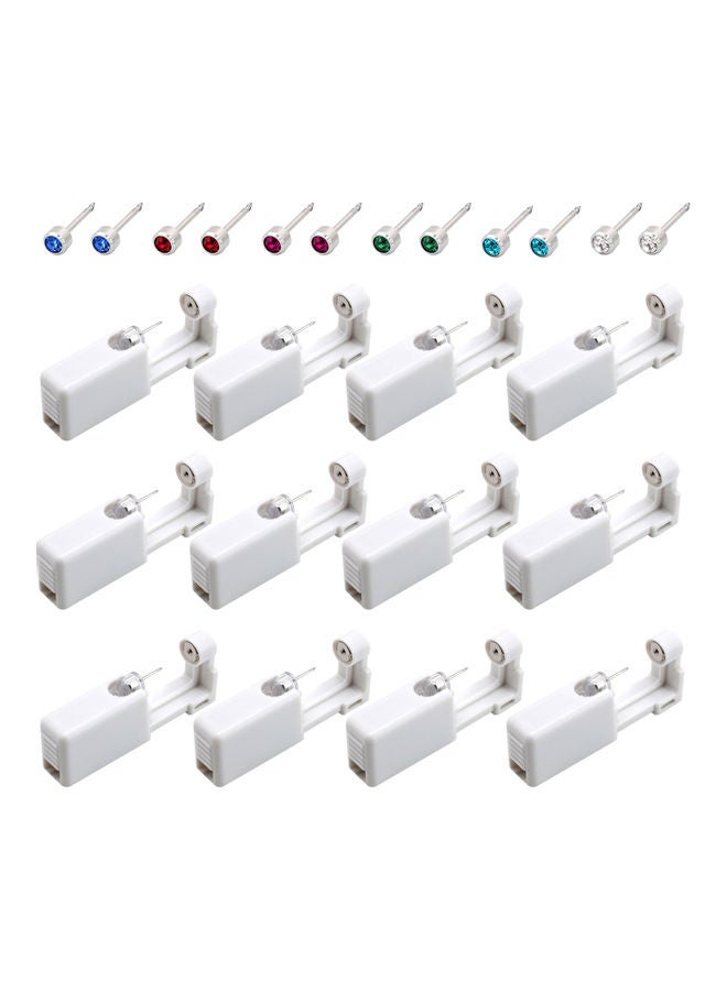 Generic 12-Piece Self Ear Piercing Disposable Tool Kit with Ear Studs Multicolour  - Image 1
