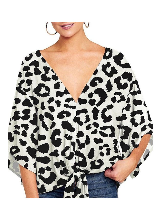 Casual Printed Top White/Black - Image 1