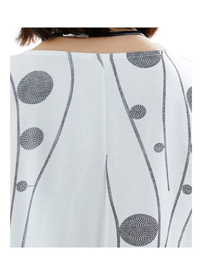 Short Sleeves Dot Print Dress White - Image 5