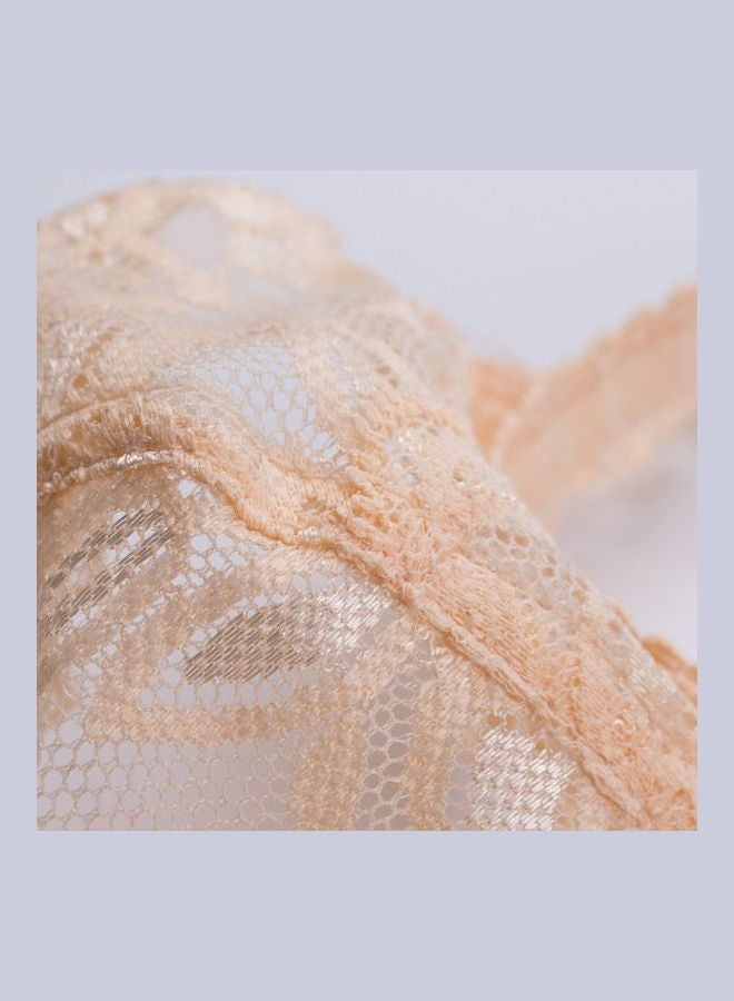 Hook And Eye Breathable Lace Gauze Push Up Bra Gold  - Image 3