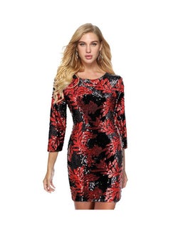 Generic Sequin Detail Bodycon Dress Red/Black  - Image 1