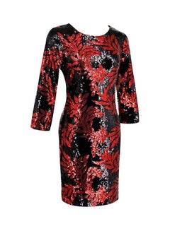 Generic Sequin Detail Bodycon Dress Red/Black  - Image 3
