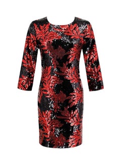 Generic Sequin Detail Bodycon Dress Red/Black  - Image 4