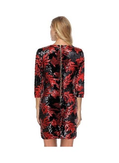 Generic Sequin Detail Bodycon Dress Red/Black  - Image 2