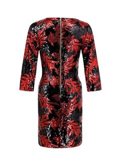 Generic Sequin Detail Bodycon Dress Red/Black  - Image 5