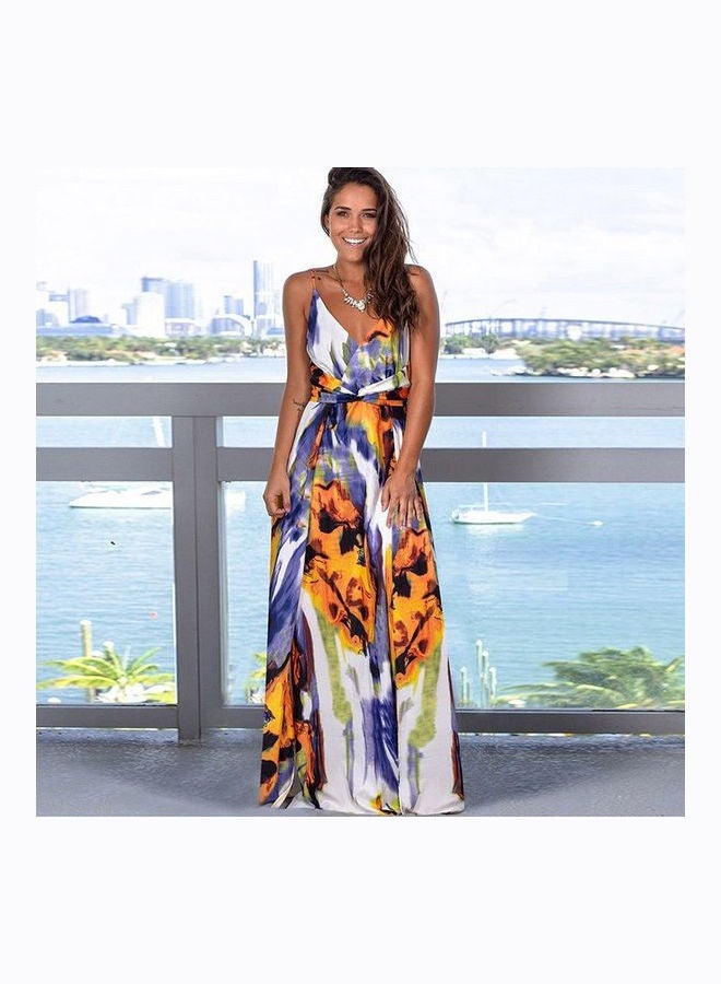 Printed V-Neck Maxi Dress Multicolour - Image 1
