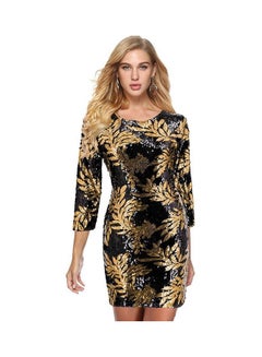 Generic Sequin Detail Bodycon Dress Gold/Black  - Image 1