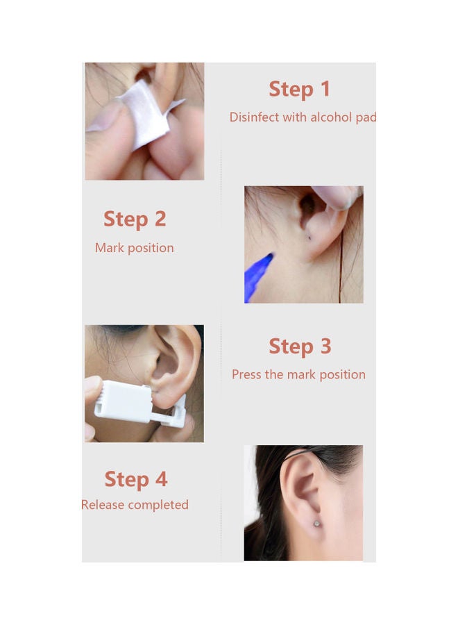 Generic 2-Piece Self Ear Piercing Disposable Tool Kit with Ear Studs Blue/Silver  - Image 5