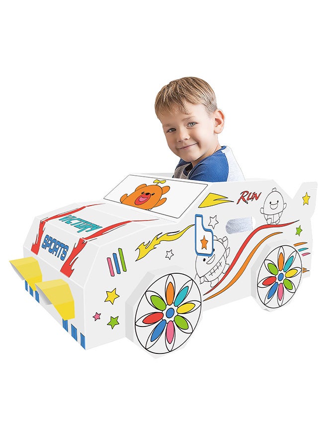 Eazy Kids Diy Doodle, colour And Paint, Art And Craft, 100% Recycled Paper, Birthday Gifts, Set Of 6 Sketch Pen, Wearable Car, 3  Years+, Multicolour 82x46x39cm  - Image 2