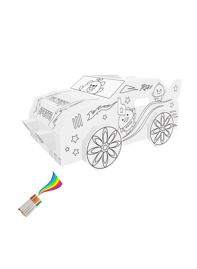 Eazy Kids Diy Doodle, colour And Paint, Art And Craft, 100% Recycled Paper, Birthday Gifts, Set Of 6 Sketch Pen, Wearable Car, 3  Years+, Multicolour 82x46x39cm  - Image 3