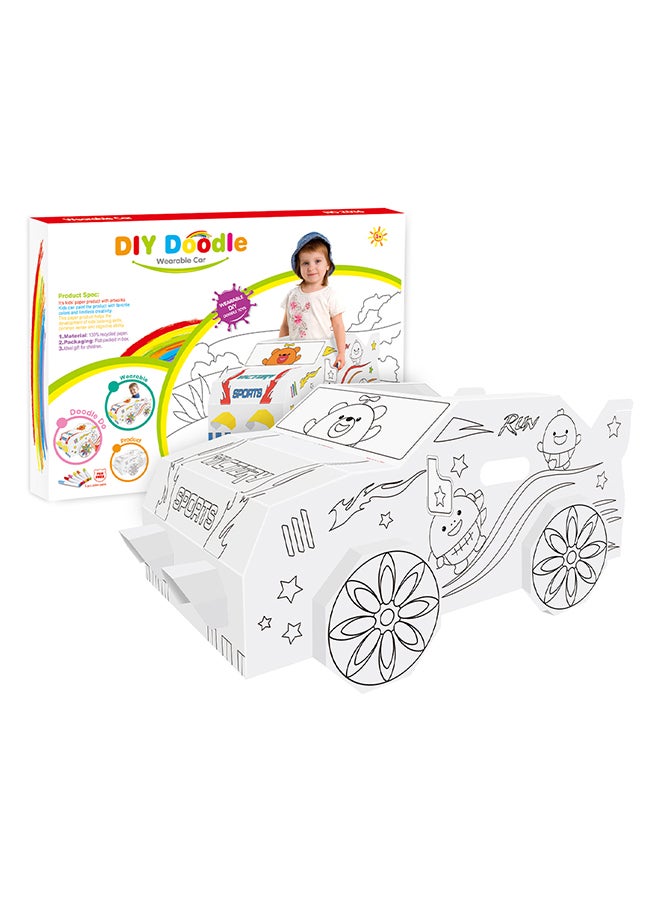 Eazy Kids Diy Doodle, colour And Paint, Art And Craft, 100% Recycled Paper, Birthday Gifts, Set Of 6 Sketch Pen, Wearable Car, 3  Years+, Multicolour 82x46x39cm  - Image 5