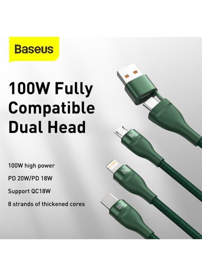Baseus Fast Charging USB Plus C to C Cable 100W Lightning 20W And Micro 18W Flash Series USB Data Cable Max 1.2M Compatible For Apple iPhone 13/12/11 Series/MacBook/iPad/Xiaomi/Samsung/Huawei And More Green  - Image 3
