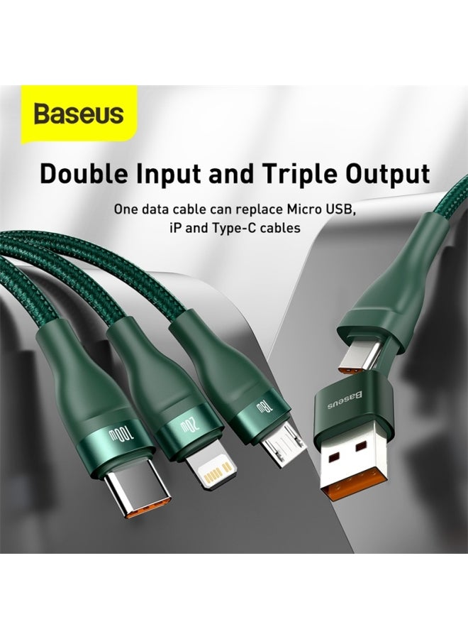 Baseus Fast Charging USB Plus C to C Cable 100W Lightning 20W And Micro 18W Flash Series USB Data Cable Max 1.2M Compatible For Apple iPhone 13/12/11 Series/MacBook/iPad/Xiaomi/Samsung/Huawei And More Green  - Image 4