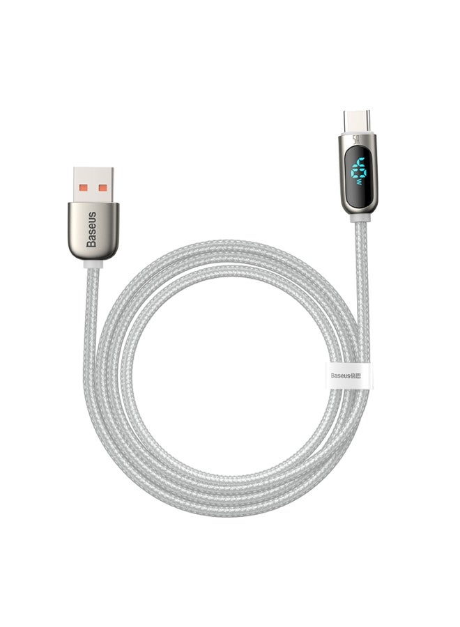 Baseus 40W/5A USB-C Cable, Supercharge Type-C Charger with LED Display, USB A to Type-C Charging Cable Fast Charge for Samsung S20/S10/S9/S8, Huawei P30 Pro, P20 Pro, LG V40 and Other USB C Charger 2M White/Grey - Image 1